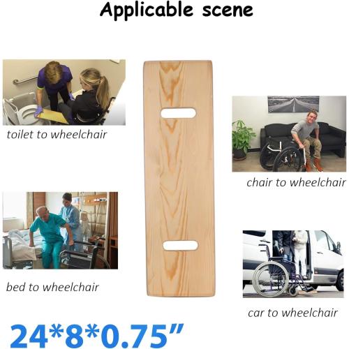 Slide Transfer Board with Handles,Made of Heavy-Duty Wood,Mobility Aid for Senior and Handicap,Load Capacity Up to 500 lbs,24×8×0.75 (24 * 8 * 0.75)