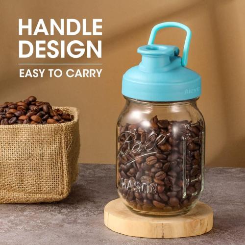 AIEVE Mason Jar Pour Spout Lid, 4 Pack Regular Mouth Mason Jar Lids with Flip Top,Reusable and Leak-Proof Plastic Canning Pitcher Lids tor Milk, Coffee, Juice, Lemonade,Colorful(Jars not Included)