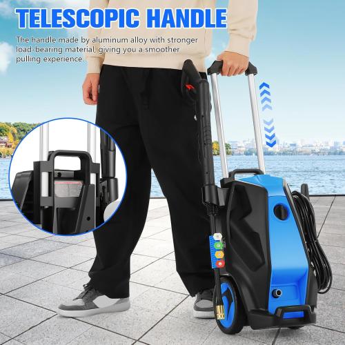 5000PSI 4.0GPM Heavy Duty Power Cleaner with 33 FT Extension Hose, 4 Quick Connect Nozzles and Foam Cannon for Cars/Fences/Driveways/Patios/Home Cleaning, Blue