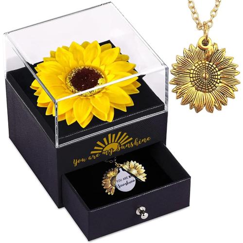 Christmas Gifts Sunflower Gifts for Women Daughter Son Girlfriend Wife Mom Friends Sisters Aunt, You are My Sunshine Necklace Gift Box for Birthday Wedding Mother's Day Xmas Present Sunflower Home Decor
