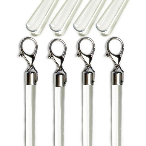 24 inch (4 Pack) Steel Cap Round Base Acrylic Curtain Pull Wand - Clear Curtain Wand - Invisible Drapery Wand - Drapery Pull Rod (24 Inch)