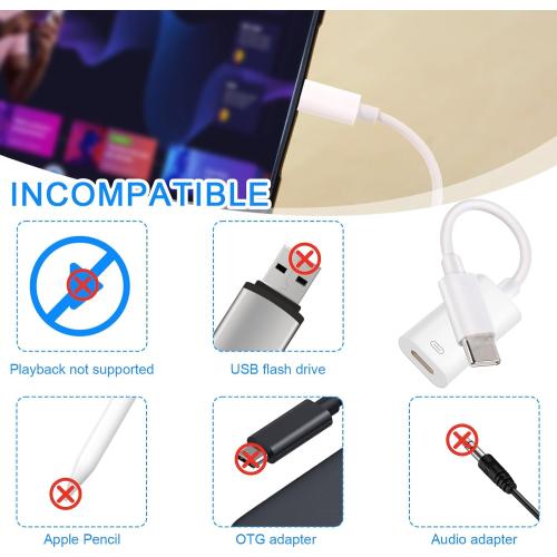 USB C to Audio Adapter, USB C Male to Female Headphone Adapter for Earbuds Charging Data Transfer Music Playback Calls for iPhone 16/15 iPad