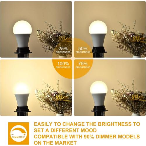 Warm White 10-Pack 14W LED Dimmable Light Bulbs, 100W Equivalent, A19 LED Bulbs - 1500LM, Warm White 3000K, No Flicker, E26 Base for Kitchen, Bedroom, Office