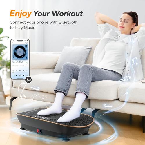MERACH Vibration Plate Exercise Machine, Whole Body Workout Equipment for Women, Bluetooth and Silicone Pedal, Vibration Plate with Auto Mode, Vibrate Fitness Platform for Home