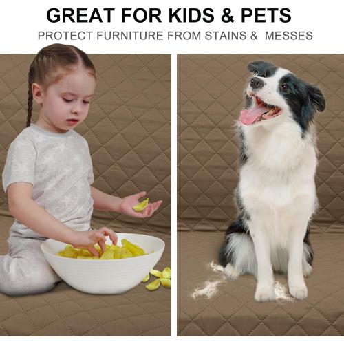 HOMERILLA Couch Cover, Dog Couch Covers for Pets, Couch Covers for 3 Cushion, Reversible Sofa Covers Furniture Protector with Elastic Straps (68 Sofa, Taupe/Ivory)