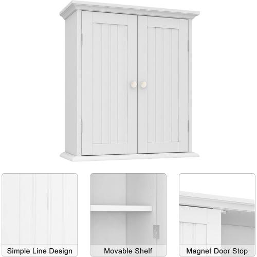 ChooChoo Bathroom Wall Cabinet, Over The Toilet Space Saver Storage Cabinet, Medicine Cabinet with 2 Door and Adjustable Shelves, Cupboard