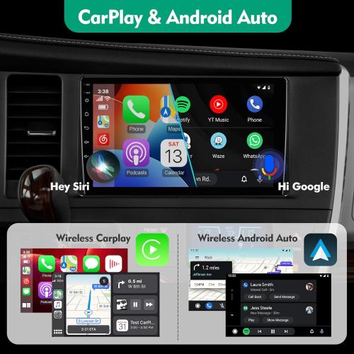9-Inch IPS Touchscreen Android 12 Car Stereo for Toyota Sienna 2015-2018 with Wireless CarPlay & Android Auto 2 32GB Car Radio, Support GPS, WiFi, Bluetooth, FM Radio, Backup Camera, SWC, Dual USB