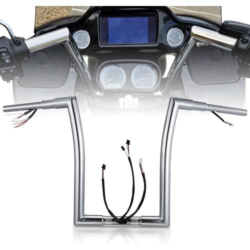 16 Pre-wired Handlebar Rise 1 1/2 Ape Hanger for 2016-2023 Harley Road Glide & Special & Ultra, Chrome
