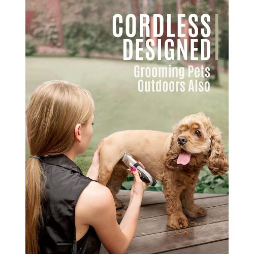 oneisall Dog Clipper Low Noise, Dog Grooming Kit with Rechargeable, Pet Shaver Cordless Electric Quiet Hair Clipper Set for Dogs Cats Pets（Gold）