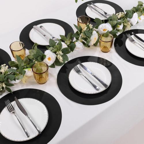 SHACOS 100 PCS Round Paper Placemats 13 inch Disposable Paper Place Mats for Dinner Wedding Birthday Party Festival Table Decoration Indoor Outdoor, Black