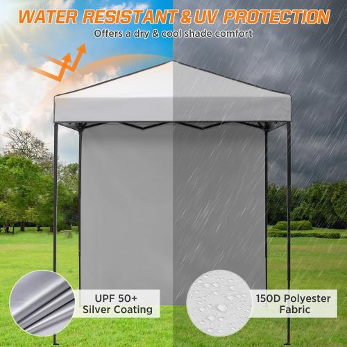 COOS BAY 6x4 Pop Up Canopy Tent with Removable Side Wall, Easy Setup Lightweight Portable Sun Shelter for Beach, Camping & Small Spaces, White