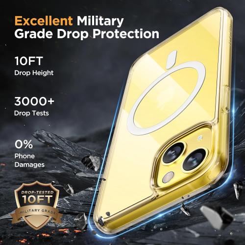Miracase Magnetic for iPhone 14 Case 6.1 inch (Compatible with MagSafe)（with 2X Screen Protectors） Military-Grade Protection, Anti-Fingerprint Translucent Matte Phone Case Cover, Clear