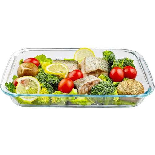 2L Rectangular Glass Baking Dish for Oven, 13.6in x 8in Borosilicate Glass Casserole Dish, Oven Safe Glass Baking Pan