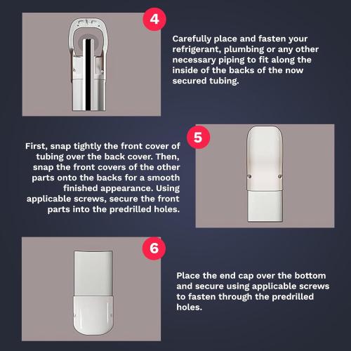 DuctlessAire White Paintable Mini Split Line Set Cover Kit - Cover for Ductless Mini Split AC & Heating System - Easy to Install Shield Kit with Wall Cap, Hide-A-Line, Coupler & End Cap (4 x 14 ft.)