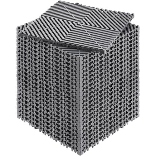 VEVOR Interlocking Drainage Mat, 12” x 12” Modular Interlocking Cushion, 24 Pcs Splicing Drainage Mats, Non-Slip Gray PP Drainage Floor Tile and Shower Mat, for Garage, Garden, Kitchen & Outdoor