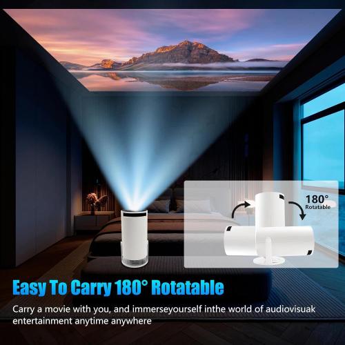 Mini Projector, Support 4K 1080P HY300 Portable Projector with Dual Band WIFI6 5G Wireless 5.0 Bluetooth Android 11, 180°Rotatable, 150 ANSI Auto Keystone Correction, 40-130 Screen Video Projector
