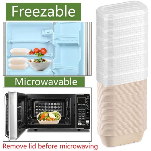 44 Pack 23 oz Compostable Take Out Food Containers with PP Lid, Biodegradable Bagasse Paper Bowls Disposable Cardboard Meal Prep Containers Soup Serving Bowls for Leftovers, Salad