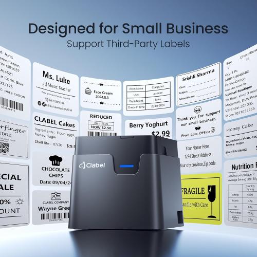CLABEL Desktop Barcode Label Printer: 221D Bluetooth Label Maker with Direct Thermal Printing, 2 Inch Print Width for Barcodes Address Office Warehouse with 1 Roll Label