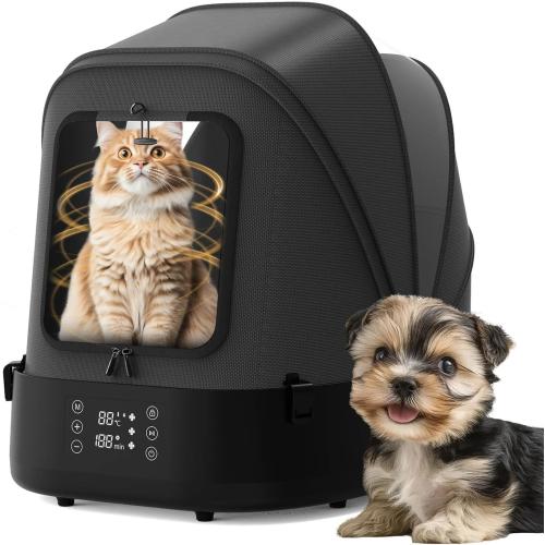 Automatic Pet Dryer Box, 60L Foldable Cat Dryer, 360°Quiet Airflow Dog Dryer, Smart Temperature/Time Control Grooming Hair Blower for Cats & Small Dogs