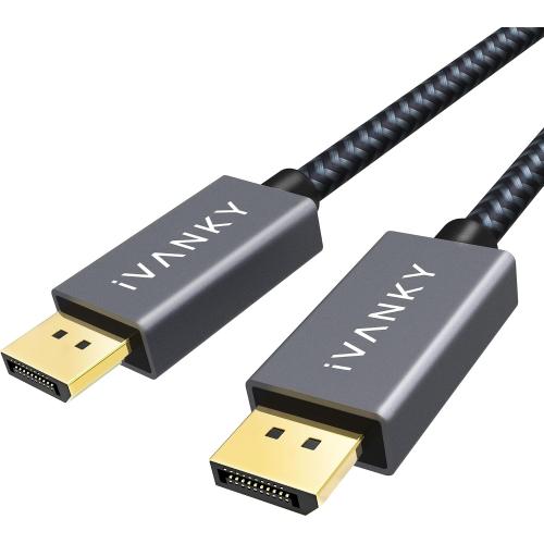 IVANKY Display Port Cable 10ft, Display Port Cord, [4K@60Hz, 2K@165Hz, 2K@144Hz], Gold-Plated Braided High Speed DP to DP Cable 10ft, DisplayPort 1.2 Cord for Gaming Monitor, TV, PC, Laptop