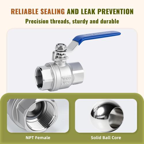 1/2 inch Ball Valve 2 Pack Full Port Female NPT Thread Shut Off Valve