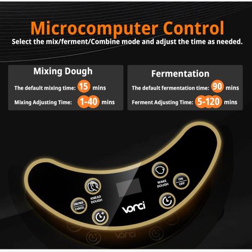 VONCI Electric Dough Maker with Ferment Function,7.3QT (7L) Stainless Steel Dough Mixer Dough Mixer Machine with Fermentation & Timer for Bread, Pizza, Dumplings, Noodles.