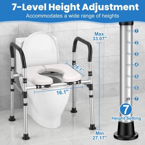 Toilet Seat Riser for Seniors, Raised Toilet Seat with Handles - FSA/HSA Eligible, Adjustable Height & Width, Supports 400 lbs - Universal Fit for Elderly, Handicap, Post-Surgery & Pregnancy