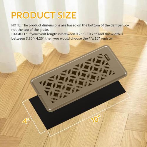2 Pack Floor Vent Covers, Floor Register 4x10, Adjustable Decorative Vent Covers for Home Floor Ceiling or Sidewall Vent, Heavy Duty Walkable Steel Floor Vents, Rust-Proof Finish (Brown)