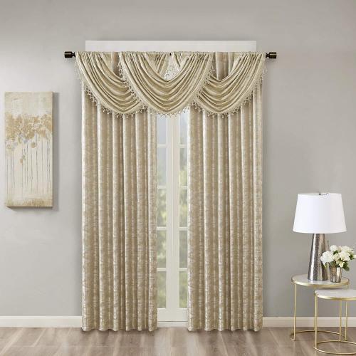 Sun Smart Cassius, Single Total Blackout Curtain for Bedroom, Luxurious Sheen Marble Jacquard, Window Treatment Panel, Rod Pocket Top, Easy to Hang, Fits 1.25 Rod, Machine Washable, 50 x 84 Gold