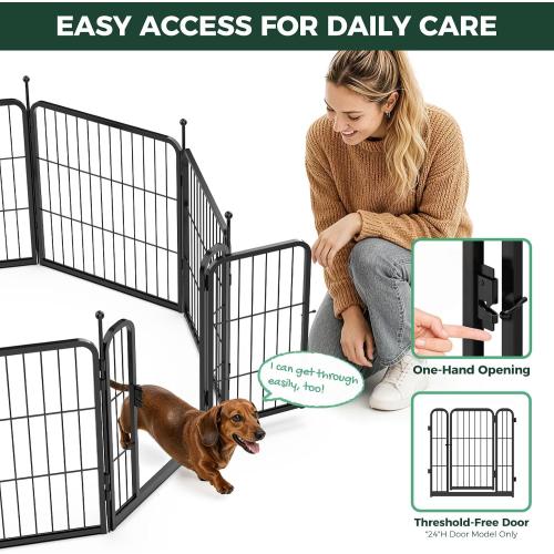 FXW Rollick Unleashed Dog Playpen for Indoor, Yard, RV Camping, 24 inch 8 Panels for Small and Puppy Dogs, Black│Patented