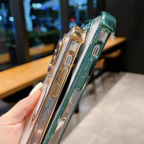 for iPhone 15 Pro Max Magnetic Transparent Case,Luxury Bling Four Corners Shockproof Military-Grade Protection with Camera Lens Protector MagSafe Clear Plating Cover for Women Men-Golden