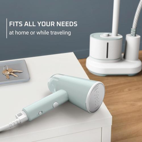 Rowenta Mini Travel Steamer for Clothes, Portable Handheld Steamer with 2.3 Oz Tank, Foldable, 1100 Watts, Ironing, Travel Essentials, Green, DR1014