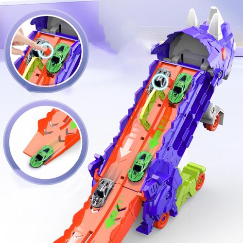 Genérico Dinosaur Transport Truck - Foldable Dinosaur Truck - Dinosaur Truck Toys for Foldable Transport with Track and Metal Cars for Kids