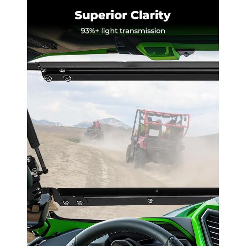 KEMIMOTO UTV Flip Windshield Compatible with 2020 2021 2022 2023 2024 2025 Kawasaki Teryx KRX 1000, Scratch Resistant 1/4 Thick Polycarbonate Hard Coated Front Full Windscreen