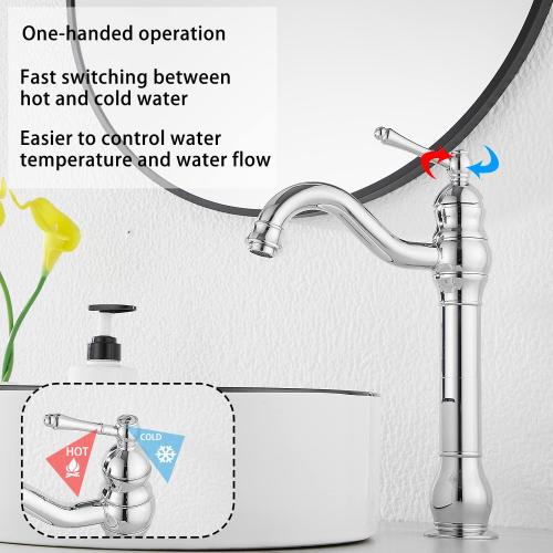 GGStudy 360° Swivel Chrome Single Handle One Hole Bathroom Sink Faucet Matching with Pop Up Drain