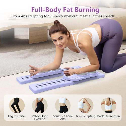 Pilates Board for Home Workout - Upgraded 7 in 1 Portable Pilates Reformer Set, Multifunctional Ab Trainer with Resistance Bands & LED Timer, Pilates Board for Women Full Body Workout