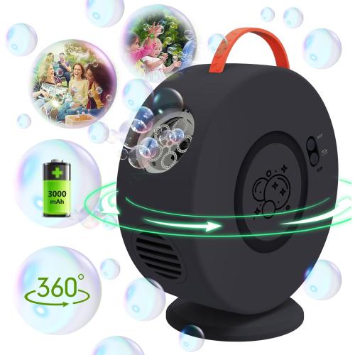 Bubble Machine for Kids Toddlers,Automatic Bubble Blower Rechargeable, 90° 360° Auto Rotatable Portable Bubble Maker Electric Bubbles Toy for 3 4 5 6 7 8 Year Old, Outdoor Wedding Party Gifts