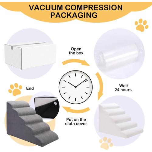 Dog Stairs for Bed and Couch, Non-Slip 5-Step Pet Stairs, 24 High Sofa Foam Dog Ramp - Best for Small Pets, Dogs and Cats with Joint Pain