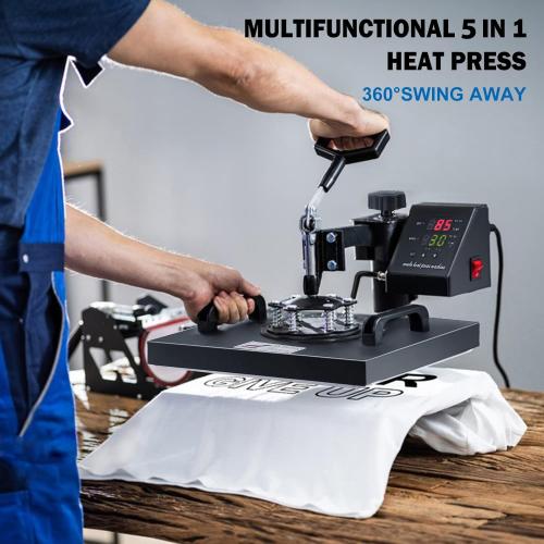 5 in 1 Heat Press Machine, Heat Press 15x15 inch, T Shirt Pressing Machine Slide Out Design, Multifunction Heat Press Transfer Machine Sublimation Combo for T-Shirt/Hat/Mug/Plate