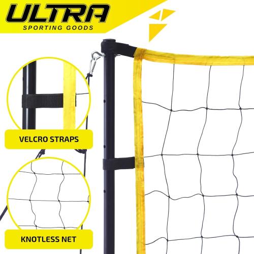 Volleyball Net for Backyard, Beach, Home, Includes 32x3 Ft Regulation Size Net, 8.5-Inch PU Volleyball, Carrying Bag, Boundary Lines, Steel Poles & Pump, Portable Volleyball Net Outdoor and Indoor