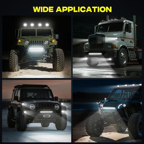 LED Light Bar Kits for Truck - 22 Inch Curved 390W Led Light Bar, 4 Inch Led Pod Lights 12V 24V Off-Road Driving Work Lights for ATV Tractor Pickup Cart with Wiring Harness Kit-3 Lead (Missing cable)