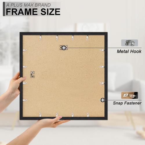 A PLUS MAX Square 24x24 Frame, Black Engineered Wood Picture Frame for 24 x 24 Picture Poster Photo, Light Weight 24 by 24 Frame with Wood-grain for Wall - 1 Pack/Black/24 x24