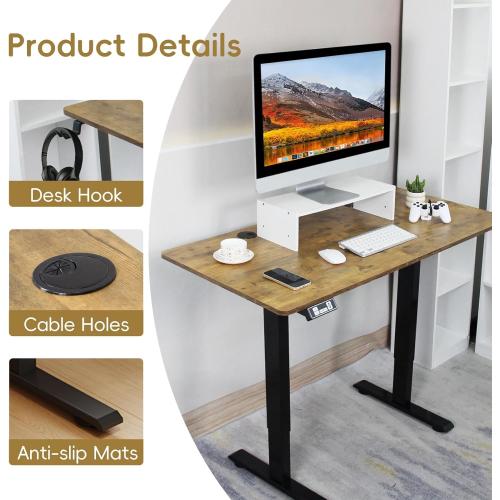 Rustic Brown 40 Electric Standing Desk, Adjustable Height Stand up Desk, Sit Stand Home Office Desk (Rustic, 40 inch)