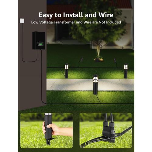 SUNVIE 8-Pack Low Voltage Pathway Lights 3W LED Landscape Pathway Lighting 3000K Warm White CRI 90  Landscape Lights Wired 12-24V Aluminum Bollard Path Lights for Walkway Yard Garden, ETL Listed Cord