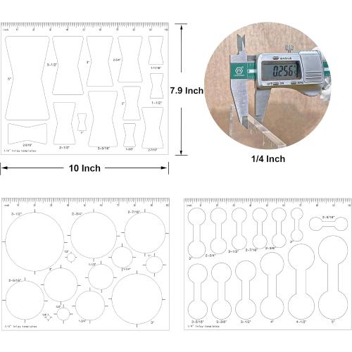 10*7.9 inches 13 in 1 Router Template for Woodworking,Router Jig Template,Bowtie Router Template Jig Kit, Circle Inlay Template Decorative Template, clarity