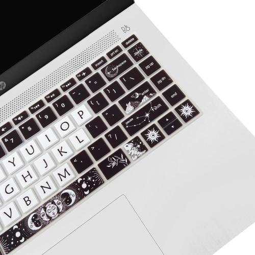 Cute Silicone Keyboard Cover for HP Pavilion x360 14 14-BA/BF/BW/CD/CF/DQ/DK/DH/DS/DF/FQ Series, 14-dk1013dx/dk1003dx/dk0002dx 14-dq1043cl 14-fq0013dx, Sun and Moon