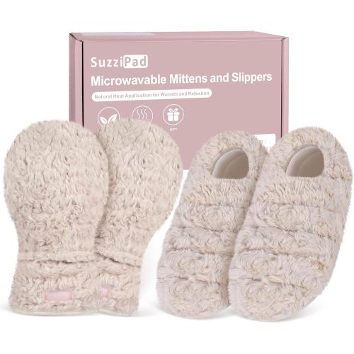 SuzziPad Microwavable Hand Warmers and Heated Slippers, Heated Hand Mitts and Feet Warmers for Fatigue and Discomfort, Cold Feet Reliever for Bed, Ideal Choice for Women & Men in Cold Day, L