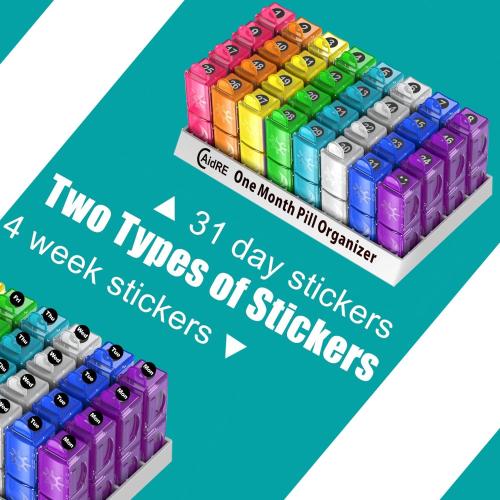 Monthly Pill Organizer, CAidRE 30 Day Pill Organizer 2 Times a Day, One Month Pill Box Organizer AM PM, Weekly Pill Holder for Fish Oil, Vitamins, Supplements