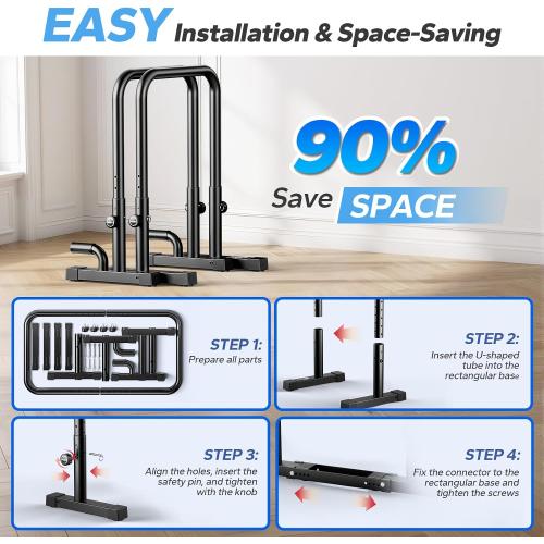2026 Upgraded Dip Bars 880LBS Heavy Duty Dip Bar Station Height & Width Adjustable Parallel Bars for Full Body Strength Training Dip Stands Calisthenics Equipment for Home Push Up Bar