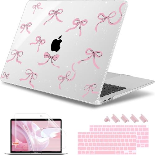 Size MacBook Air 13 inch Color Pink Case 2022 2021, 2020-2018 Release Model: M1 A2337 A2179 A1932, Plastic Hard Shell Case Cover for Mabook Air 13 inch with Retina Dispaly, Star Bow